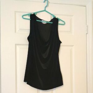 Black Velvet Draped Tank Top with Rounded Neckline NWOT